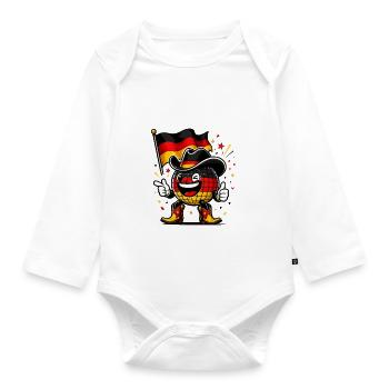 Globe in flag hat - Organic Longsleeve Baby Bodysuit - white - Front