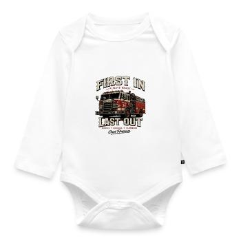 Fire Engine 24 Design - First In Last Out - Organic Longsleeve Baby Bodysuit - white - Front
