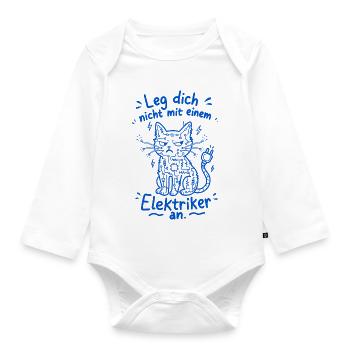 Electrician Cat Circuit Doodle - Organic Longsleeve Baby Bodysuit - white - Front