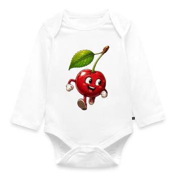 Funny Cherry - Organic Longsleeve Baby Bodysuit - white - Front