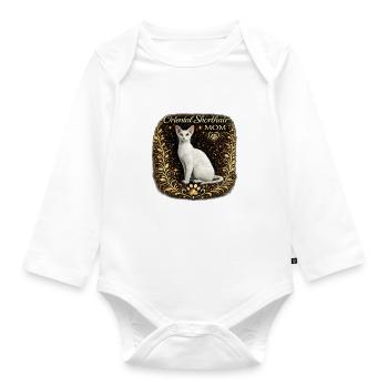 Oriental Shorthair Mom Cat Decor - Organic Longsleeve Baby Bodysuit - white - Front