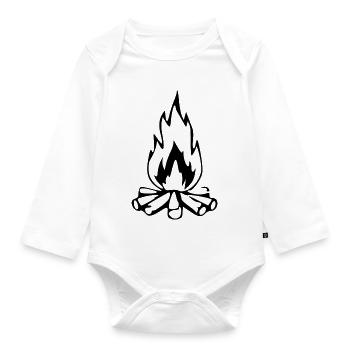 Fire Campfire Gift - Organic Longsleeve Baby Bodysuit - white - Front