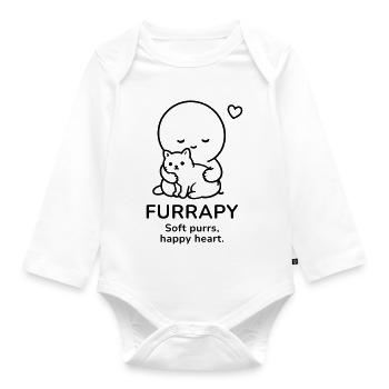 Furrapy – Soft Purrs | Happy Heart Cat Lover - Baby Bio-Langarm-Body - Weiß - Vorne