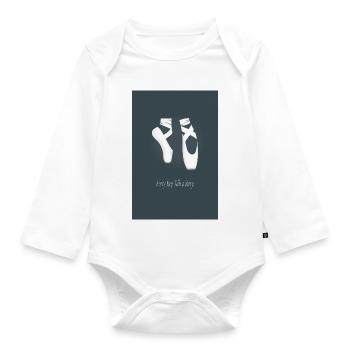 Ballet Poster – Every Step Tells a Story - Organic Longsleeve Baby Bodysuit - white - Front