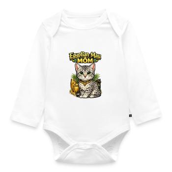 Egyptian Mau Mom Illustration - Organic Longsleeve Baby Bodysuit - white - Front