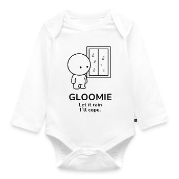 Gloomie – Let It Rain | Cozy Rainy Day Mood - Organic Longsleeve Baby Bodysuit - white - Front