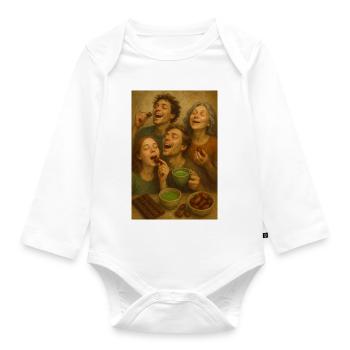 Gourmet round: Family shares cocoa chocolate - Organic Longsleeve Baby Bodysuit - white - Front