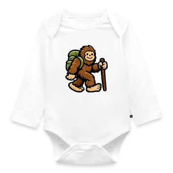 Dschungelpfad Affe Wanderer - Baby Bio-Langarm-Body - Weiß - Vorne