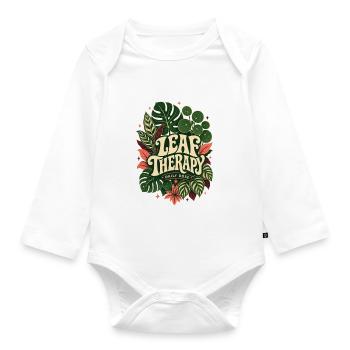 Leaf Therapy – Daily Dose Plant Statement - Organic Longsleeve Baby Bodysuit - white - Front