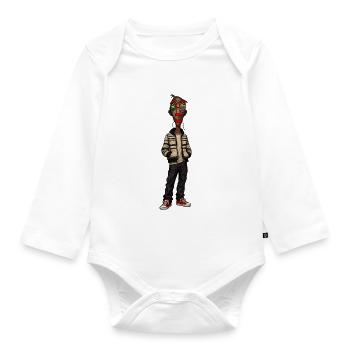 Mask portrait in street style - Organic Longsleeve Baby Bodysuit - white - Front