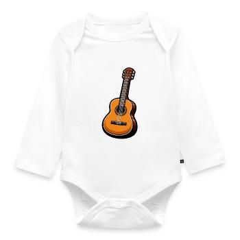 Orange Klassikgitarre auf Schwarz - Baby Bio-Langarm-Body - Weiß - Vorne