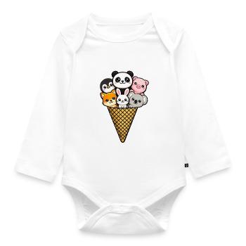 Eiscreme (nicht vegan) - Baby Bio-Langarm-Body - Weiß - Vorne