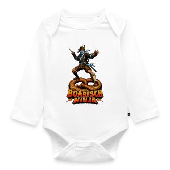 Boarisch Ninja – Retro Bayern Samurai Vintage Shir - Baby Bio-Langarm-Body - Weiß - Vorne