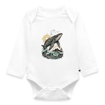 Mana-Wal – Geist des Pazifiks - Baby Bio-Langarm-Body - Weiß - Vorne