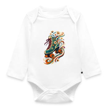 Blumenroller Skateskunst - Baby Bio-Langarm-Body - Weiß - Vorne