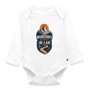 Wanderweg Statt WLAN – Berge Camping & Outdoor - Baby Bio-Langarm-Body - Weiß - Vorne