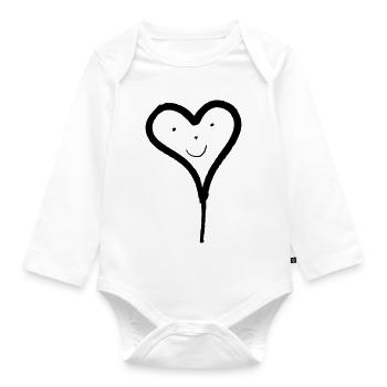 Herzballon mit Gesicht  - Baby Bio-Langarm-Body - Weiß - Vorne