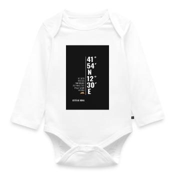 Rom Koordinaten Poster Minimalistisch - Baby Bio-Langarm-Body - Weiß - Vorne