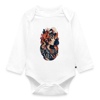 Beautiful Mess – Modern Art Collage - Organic Longsleeve Baby Bodysuit - white - Front