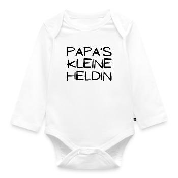 Papas kleine Heldin - Baby Bio-Langarm-Body - Weiß - Vorne