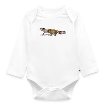 Leopard gecko - Organic Longsleeve Baby Bodysuit - white - Front