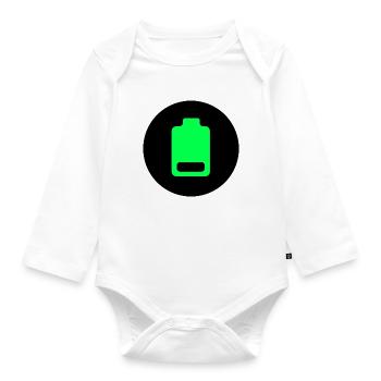 Runde schwache Batterie - Baby Bio-Langarm-Body - Weiß - Vorne