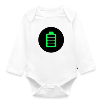 Volle runde Energiebatterie - Baby Bio-Langarm-Body - Weiß - Vorne
