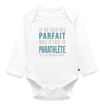 pas parfait para athlète cadeau sport handicape - Body Bébé bio manches longues - blanc - Devant