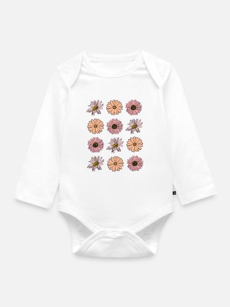 Blume pastell Blume Blumen pastell Blumen flieder - Baby Bio-Langarm-Body - Weiß