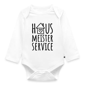 Hausmeisterservice - Haus - Hausmeister Service - Baby Bio-Langarm-Body - Weiß - Vorne