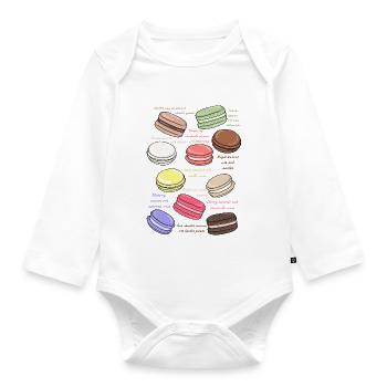 sweet macarons bakery - Organic Longsleeve Baby Bodysuit - white - Front