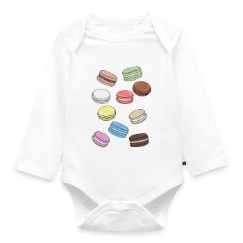 Bunte Macarons süße Versuchung - Baby Bio-Langarm-Body - Weiß - Vorne
