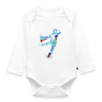 Handball, handballer, Beachhandball,Graffiti - Baby Bio-Langarm-Body - Weiß - Vorne