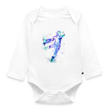 Handball, handballer, Beachhandball,aquarell - Baby Bio-Langarm-Body - Weiß - Vorne