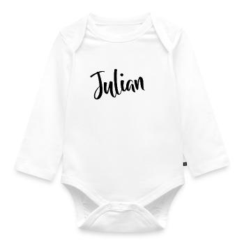 Vorname - Julian - Baby Bio-Langarm-Body - Weiß - Vorne