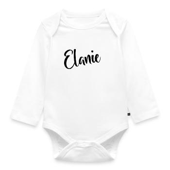 Vorname Elanie - Baby Bio-Langarm-Body - Weiß - Vorne