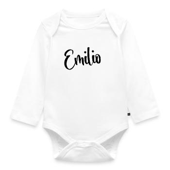 Prénom Emilio - Body Bébé bio manches longues - blanc - Devant