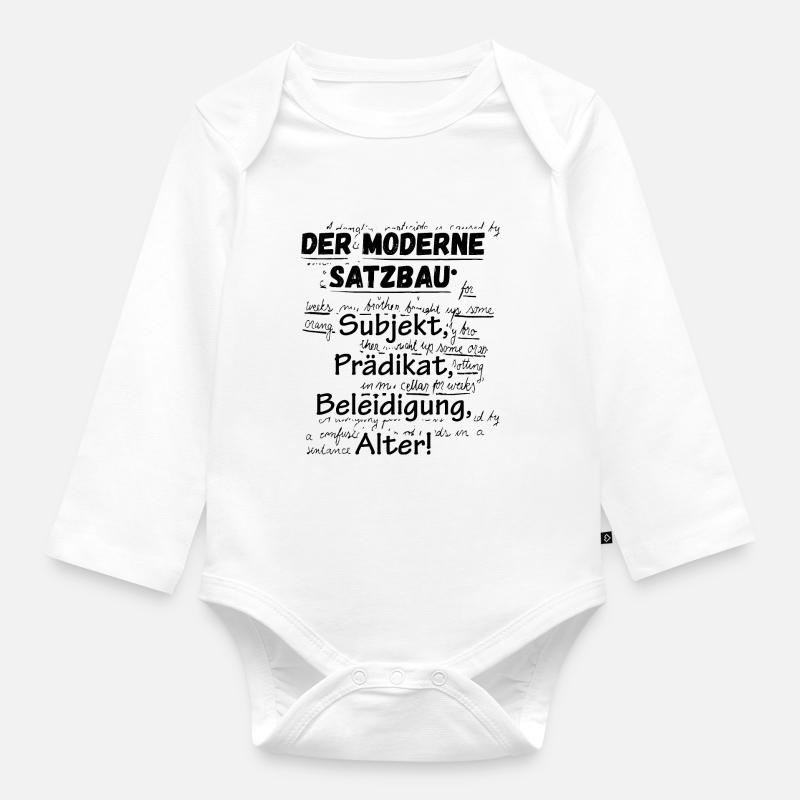 Der Moderne Satzbau (dunkel) - Baby Bio-Langarm-Body - Weiß