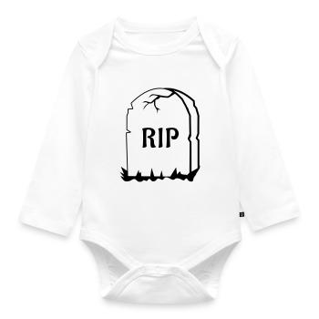 Rest in Peace Grabstein - Baby Bio-Langarm-Body - Weiß - Vorne