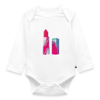 lipstick - Organic Longsleeve Baby Bodysuit - white - Front