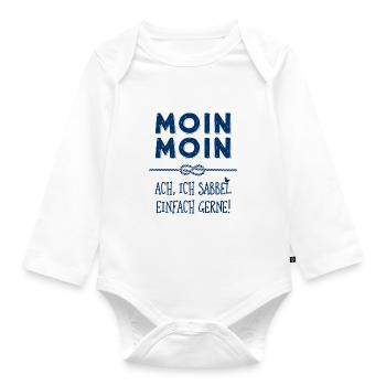 Moin Kapitän maritimer Schnack - Baby Bio-Langarm-Body - Weiß - Vorne
