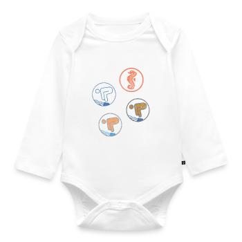Insignes de natation Hippocampes nageurs libres - Body Bébé bio manches longues - blanc - Devant