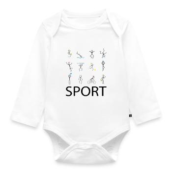 Sport Sport Sport - Baby Bio-Langarm-Body - Weiß - Vorne