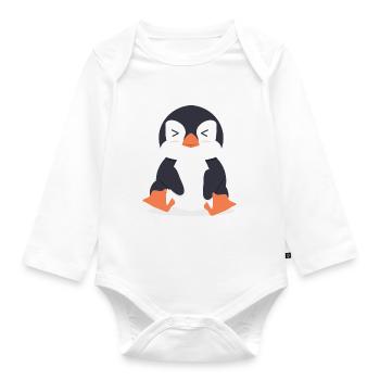 Penguin - Organic Longsleeve Baby Bodysuit - white - Front