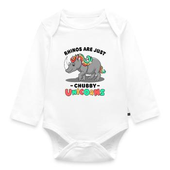 Rhinos Are Just Chubby Unicorns - Organic Longsleeve Baby Bodysuit - white - Front