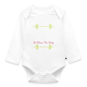 Fitness Fun: Hakuna Masquata Motivation - Organic Longsleeve Baby Bodysuit - white - Front