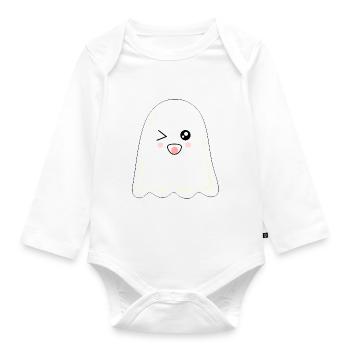 Kawaii Ghost Ghosts Halloween Halloween Costume - Organic Longsleeve Baby Bodysuit - white - Front