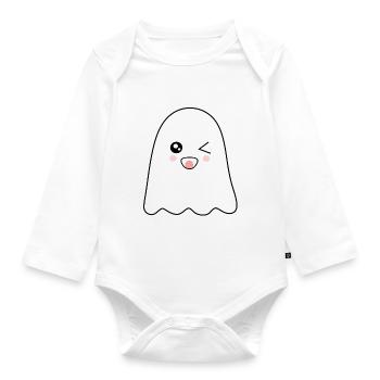 Kawaii Ghost Ghosts Halloween Halloween Costume - Organic Longsleeve Baby Bodysuit - white - Front