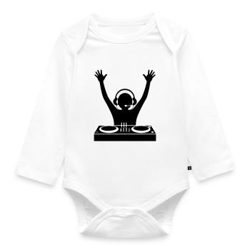 DJ Turntables Party - Baby Bio-Langarm-Body - Weiß - Vorne