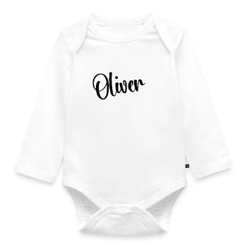 Vorname - Oliver - Baby Bio-Langarm-Body - Weiß - Vorne